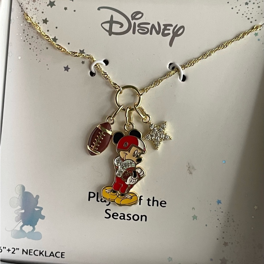 Disney Necklace,Disney Gold Mickey Mouse Sports Charm Necklace - Picture 7 of 8